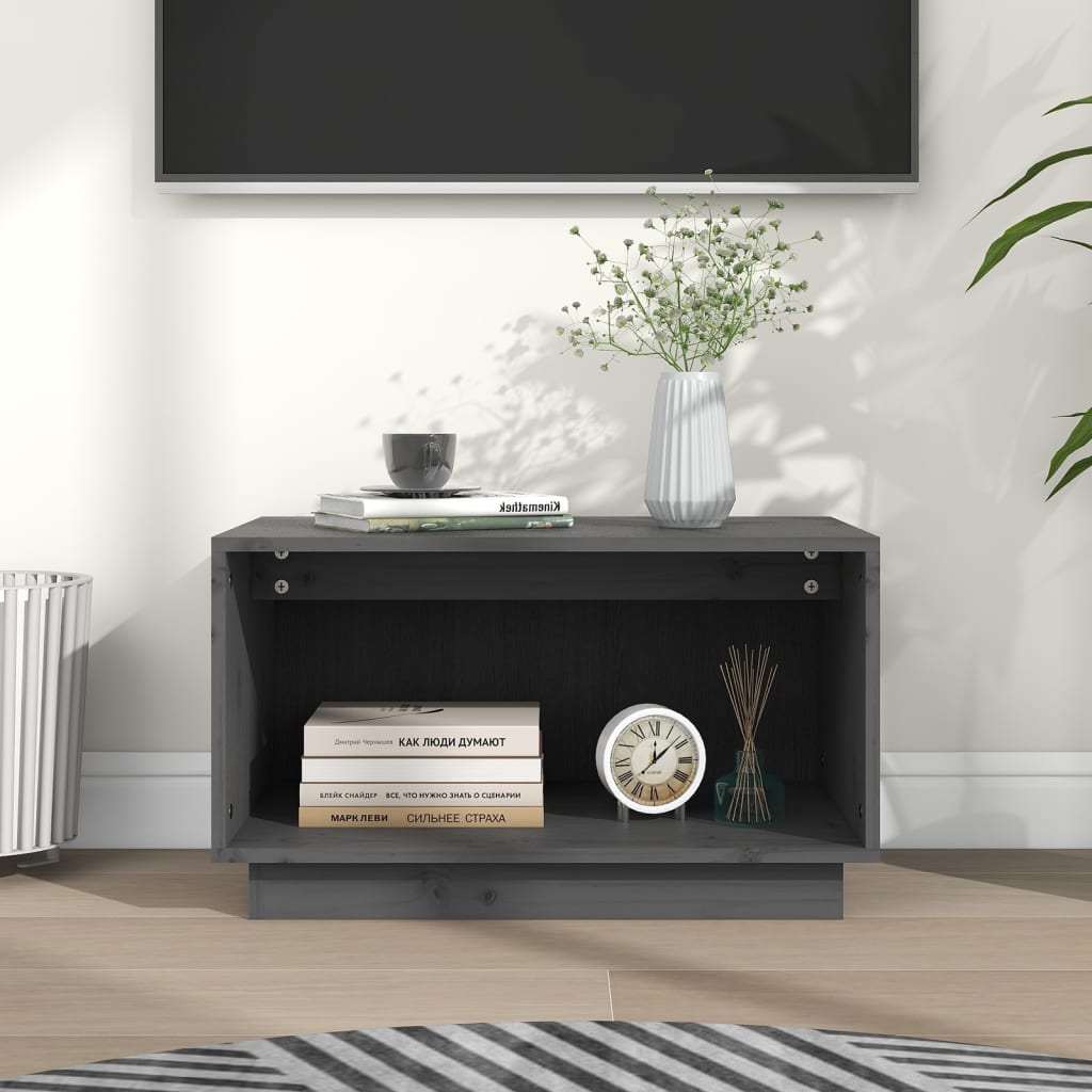 tv-bord 60x35x35 cm massivt fyrretræ grå