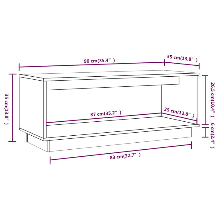 tv-bord 90x35x35 cm massivt fyrretræ