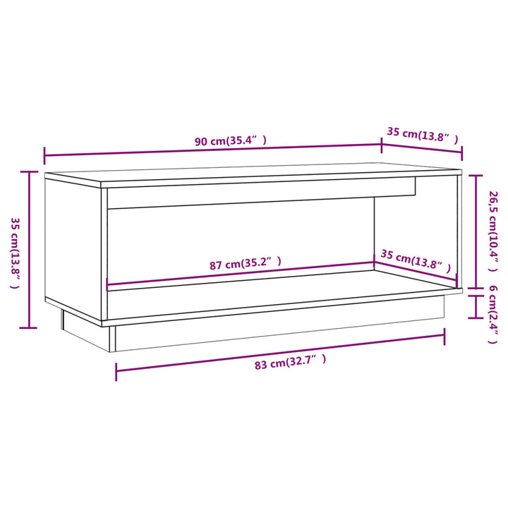 tv-bord 90x35x35 cm massivt fyrretræ