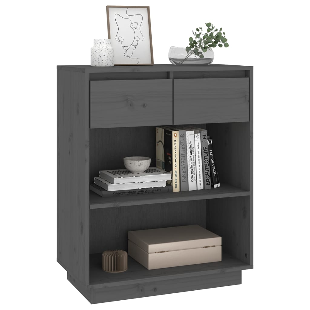 konsolskab 60x34x75 cm massivt fyrretræ grå
