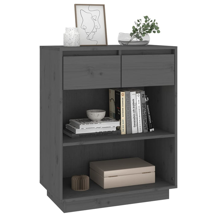 konsolskab 60x34x75 cm massivt fyrretræ grå
