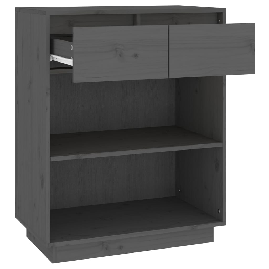 konsolskab 60x34x75 cm massivt fyrretræ grå