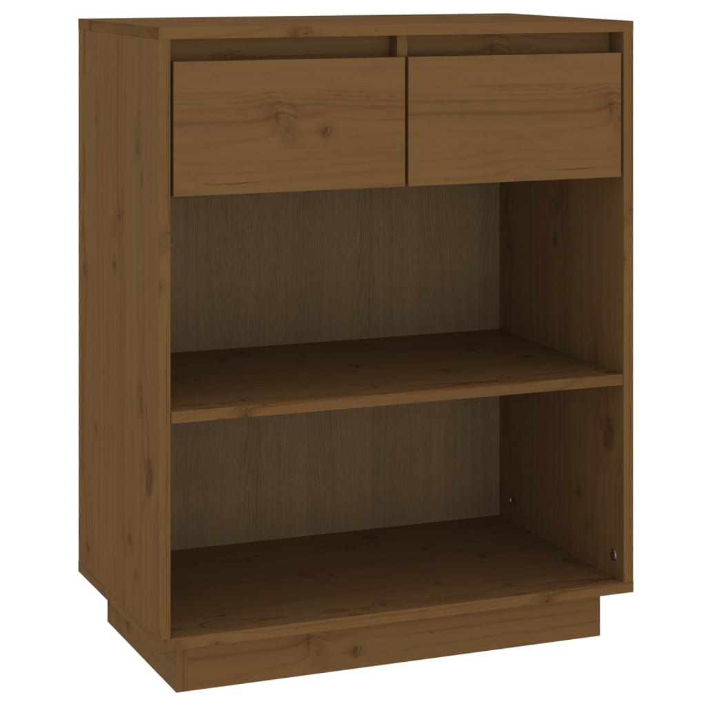 konsolskab 60x34x75 cm massivt fyrretræ gyldenbrun