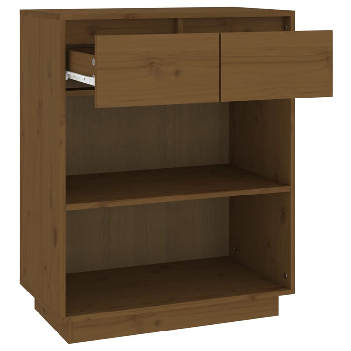 konsolskab 60x34x75 cm massivt fyrretræ gyldenbrun