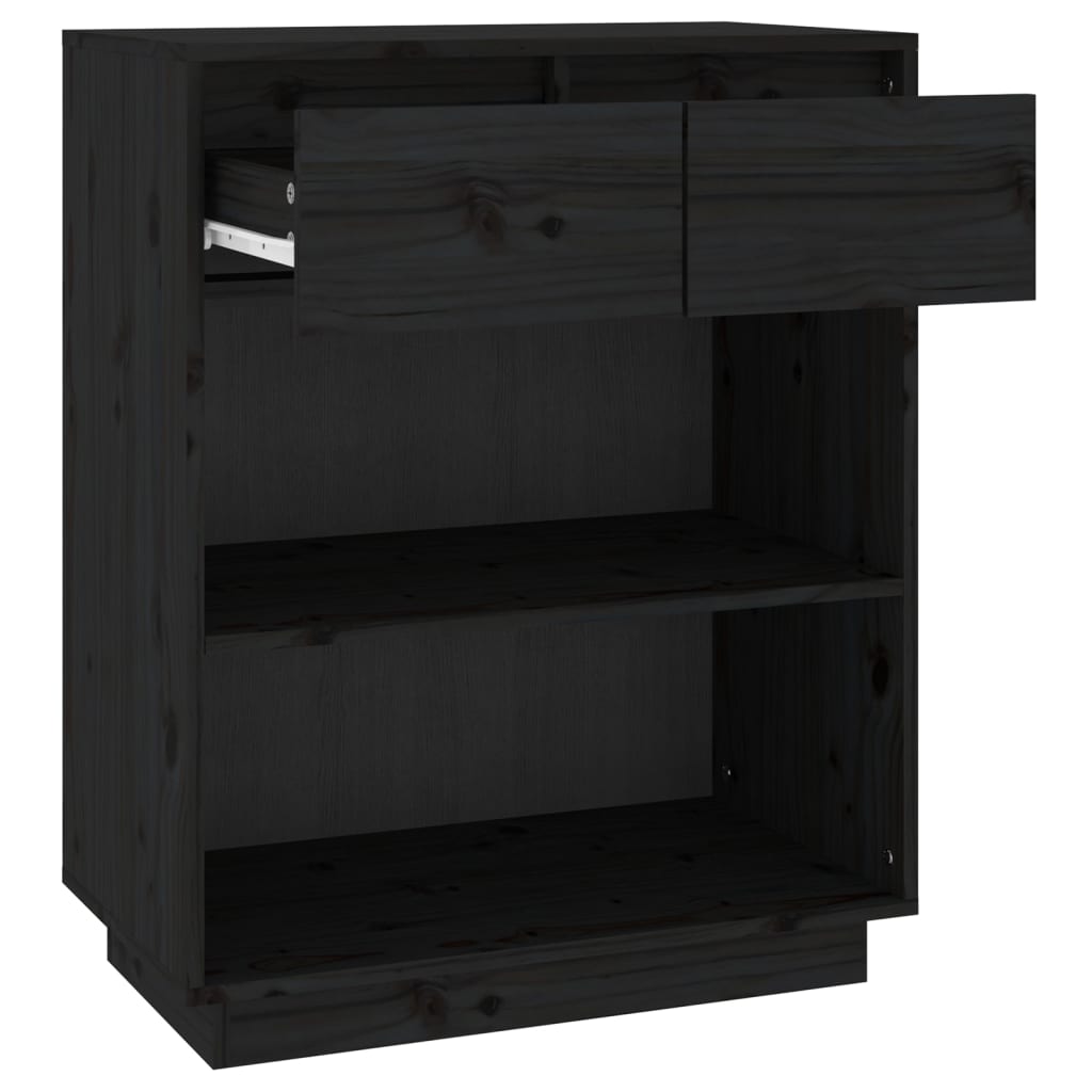konsolskab 60x34x75 cm massivt fyrretræ sort