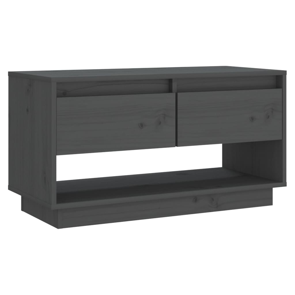 tv-bord 74x34x40 cm massivt fyrretræ grå