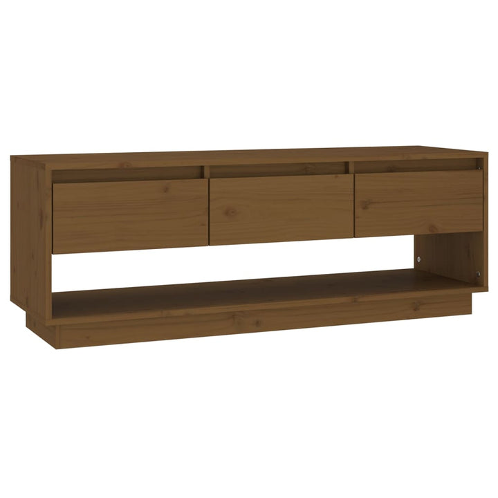 tv-bord 110,5x34x40 cm massivt fyrretræ gyldenbrun