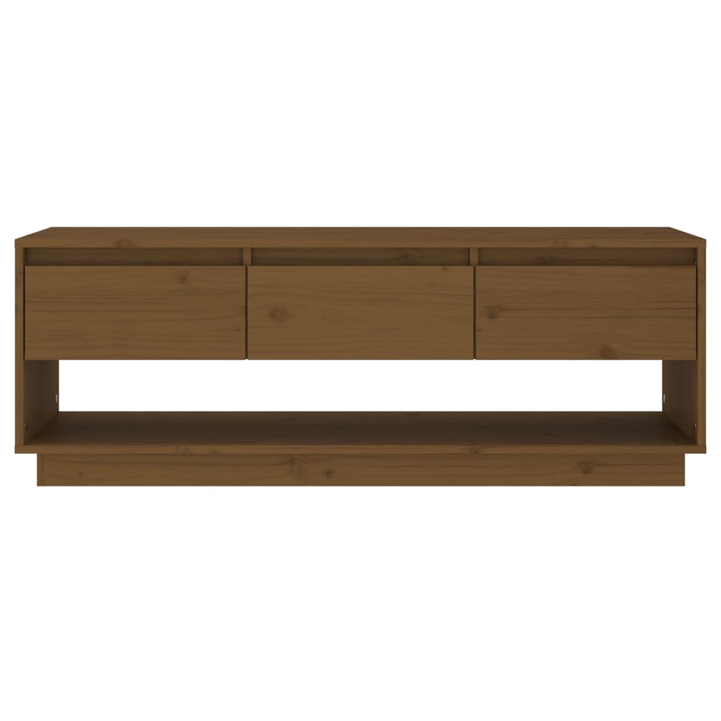 tv-bord 110,5x34x40 cm massivt fyrretræ gyldenbrun
