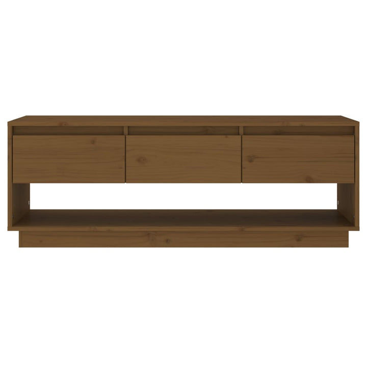 tv-bord 110,5x34x40 cm massivt fyrretræ gyldenbrun