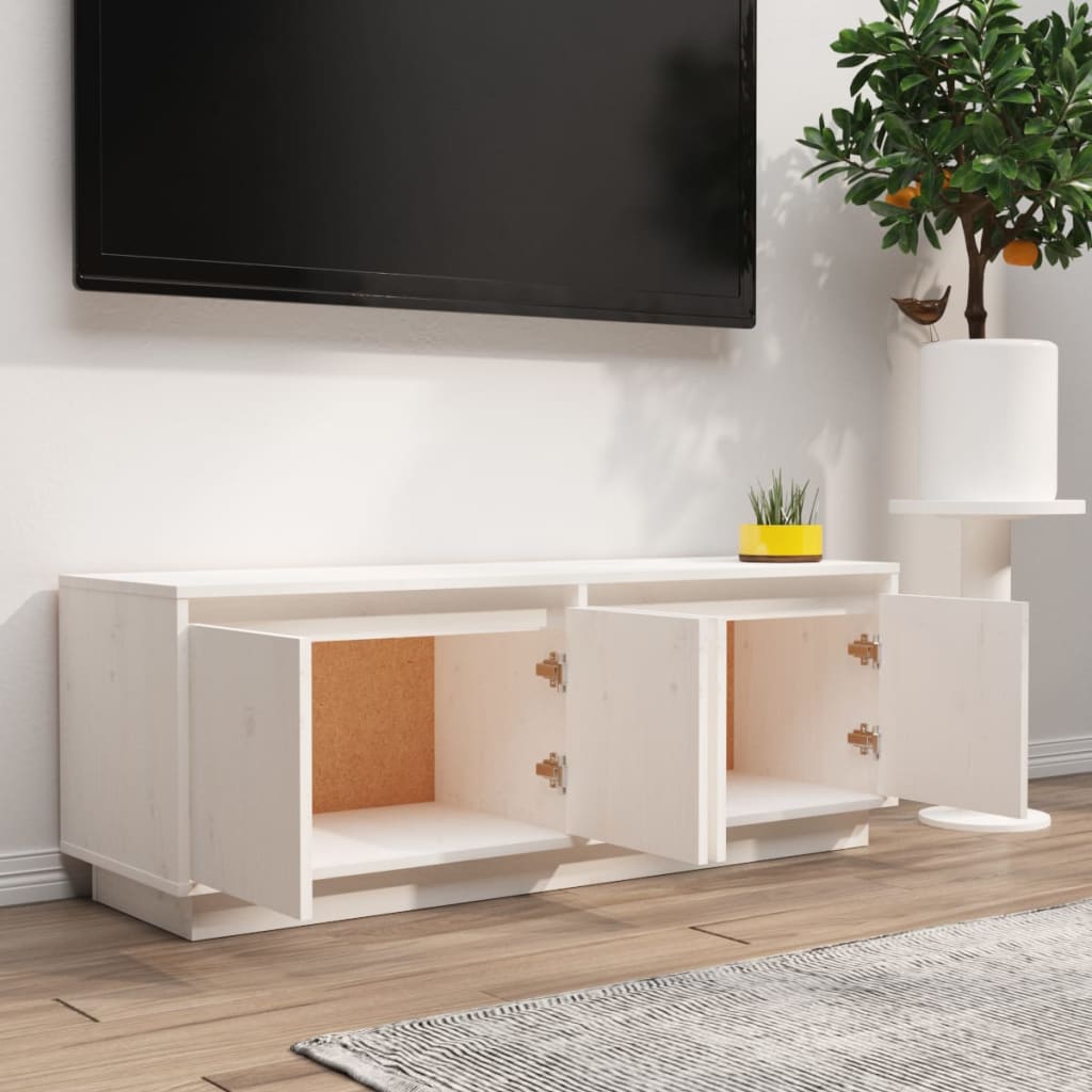 tv-bord 110x34x40 cm massivt fyrretræ hvid