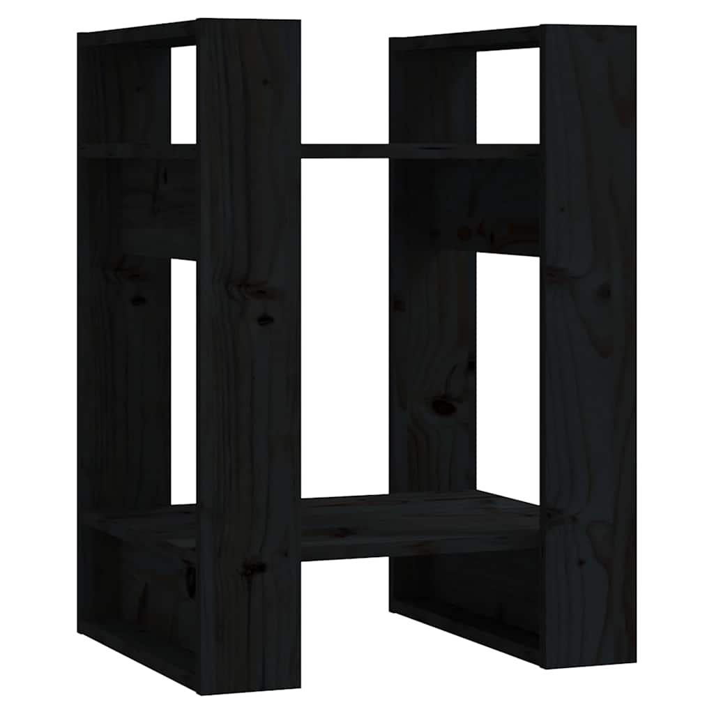bogreol/rumdeler 41x35x57 cm massivt fyrretræ sort