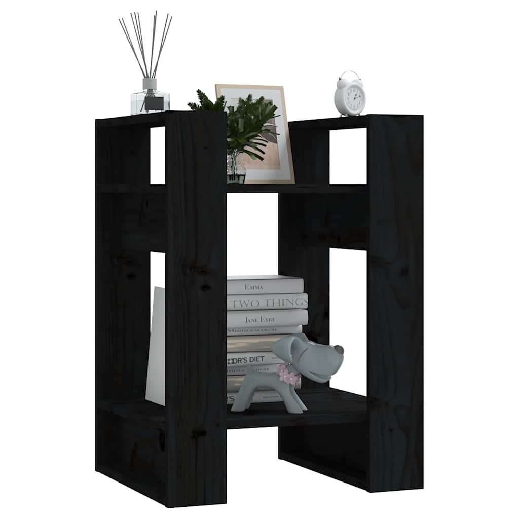 bogreol/rumdeler 41x35x57 cm massivt fyrretræ sort