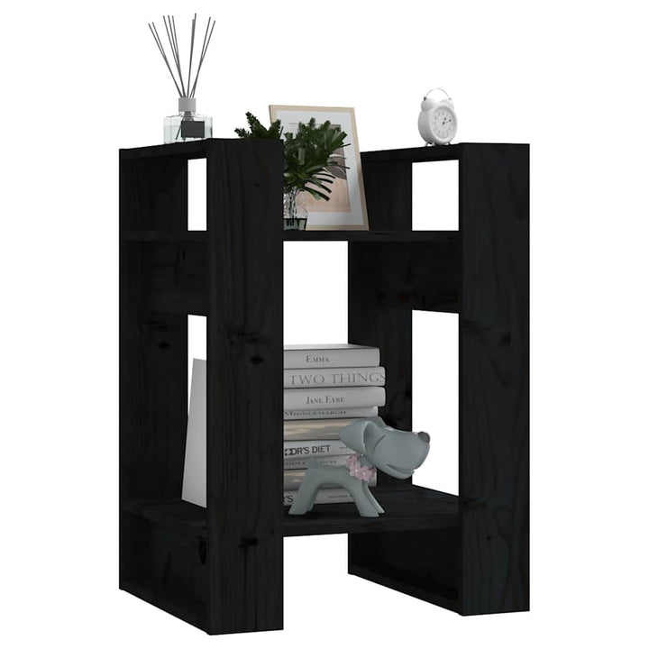 bogreol/rumdeler 41x35x57 cm massivt fyrretræ sort