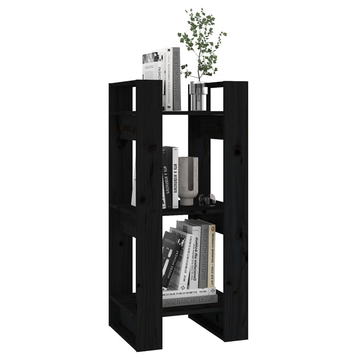 bogreol/rumdeler 41x35x91 cm massivt fyrretræ sort