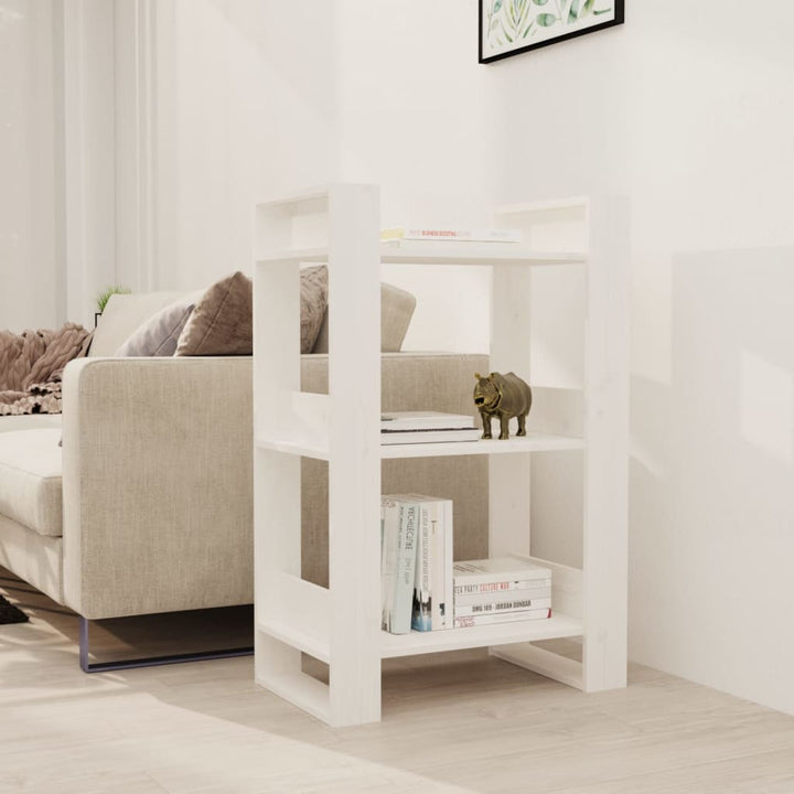bogreol/rumdeler 60x35x91 cm massivt fyrretræ hvid