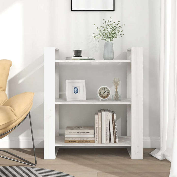 bogreol/rumdeler 80x35x91 cm massivt fyrretræ hvid
