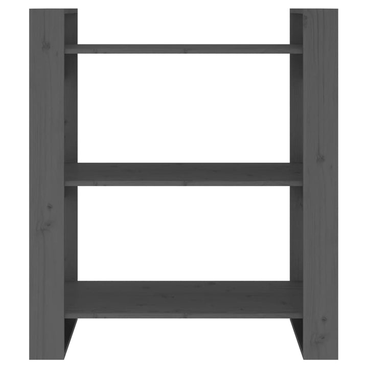 bogreol/rumdeler 80x35x91 cm massivt fyrretræ grå