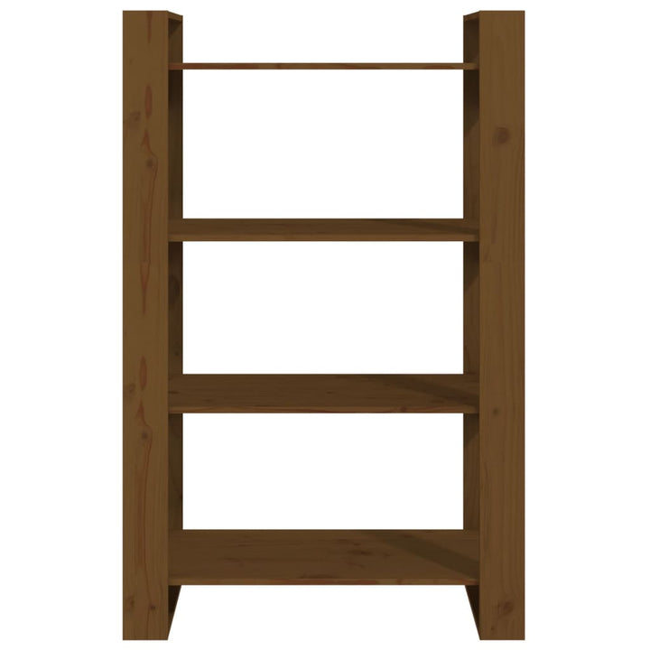 bogreol/rumdeler 80x35x125 cm massivt fyrretræ gyldenbrun