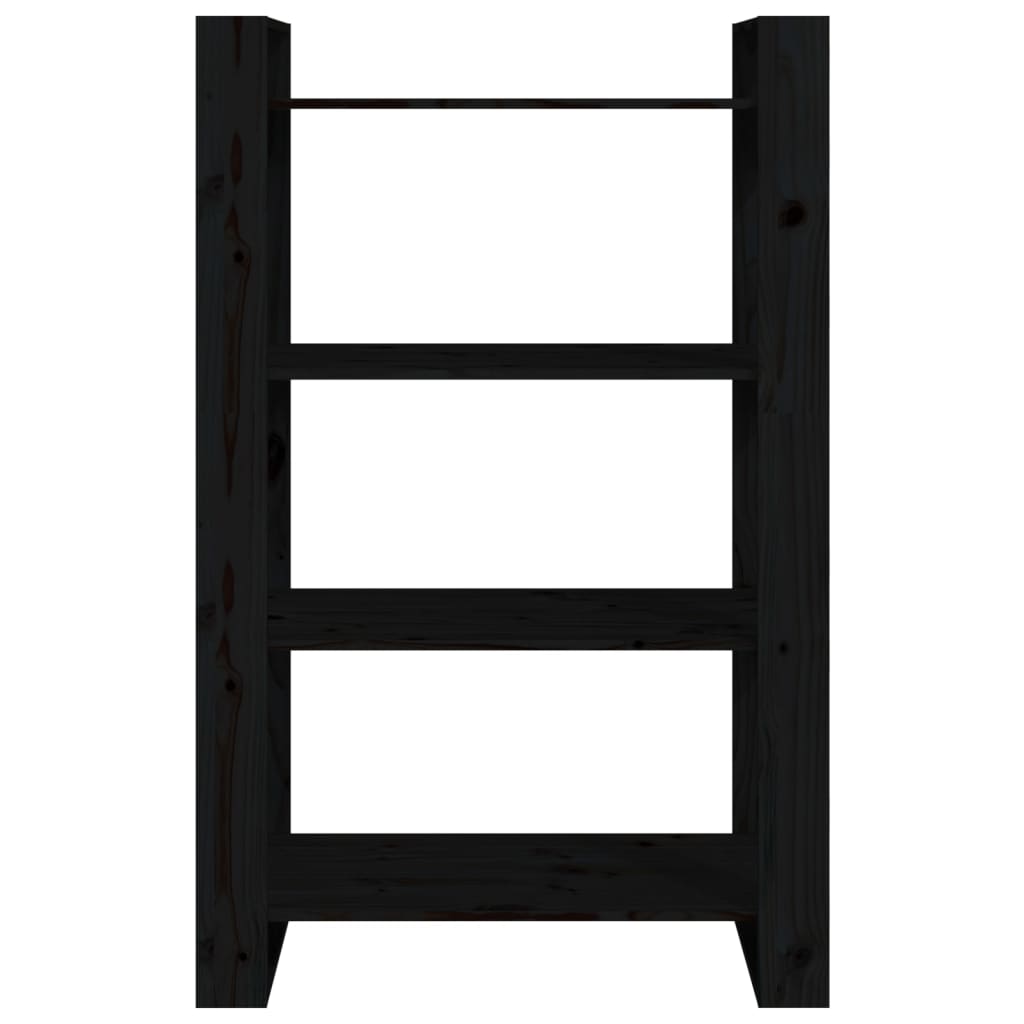 bogreol/rumdeler 80x35x125 cm massivt fyrretræ sort