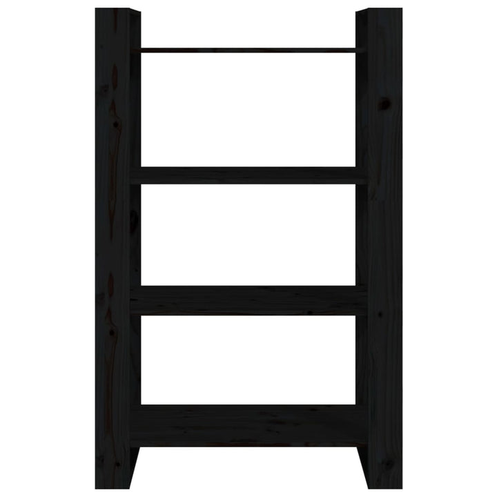 bogreol/rumdeler 80x35x125 cm massivt fyrretræ sort