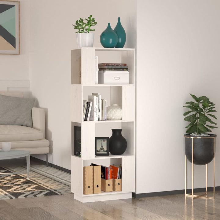 bogreol/rumdeler 51x25x132 cm massivt fyrretræ hvid