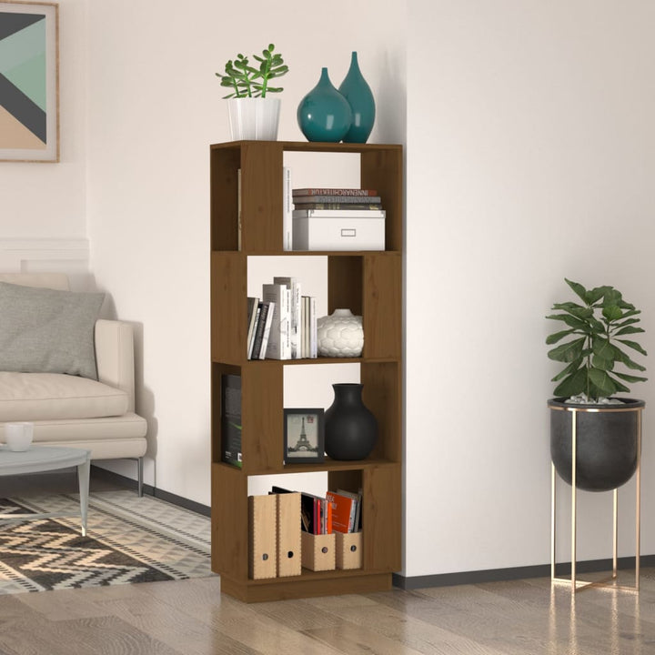 bogreol/rumdeler 51x25x132 cm massivt fyrretræ gyldenbrun