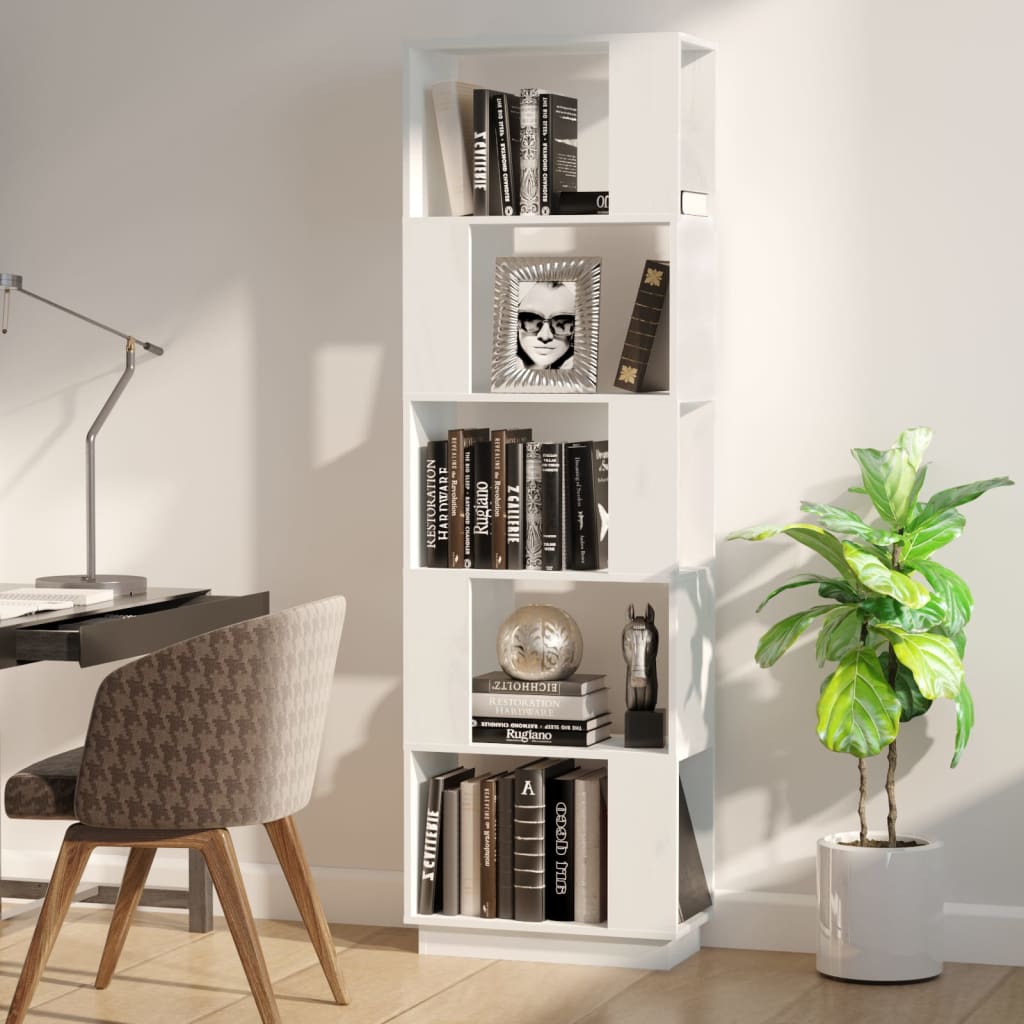 bogreol/rumdeler 51x25x163,5 cm massivt fyrretræ hvid