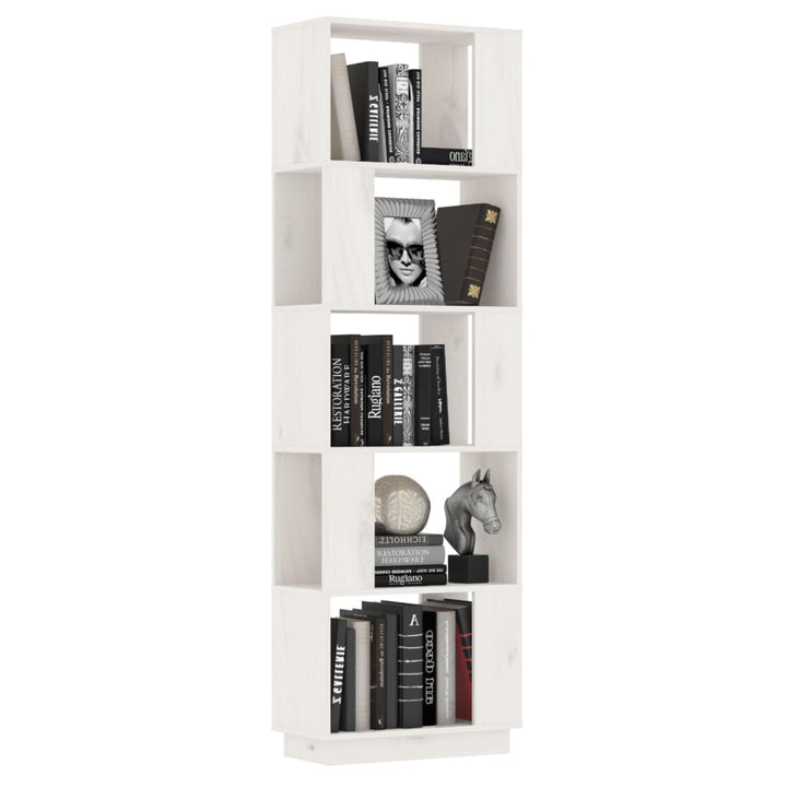 bogreol/rumdeler 51x25x163,5 cm massivt fyrretræ hvid