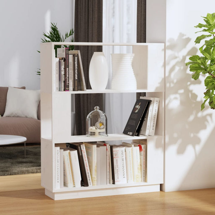 bogreol/rumdeler 80x25x101 cm massivt fyrretræ hvid