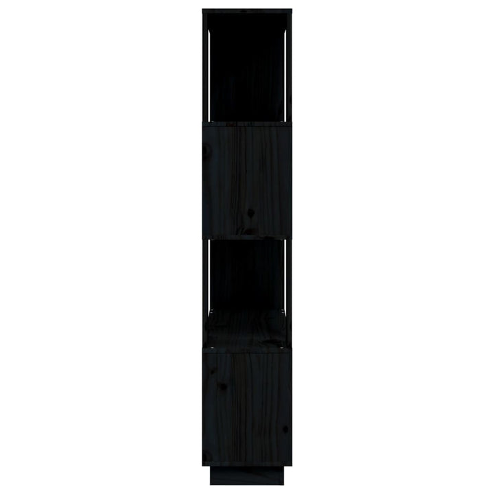 bogreol/rumdeler 80x25x132 cm massivt fyrretræ sort