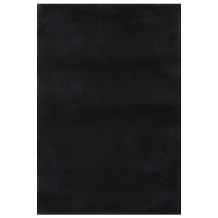 gulvtæppe 160x230 cm blødt plys skridsikkert og vaskbart sort