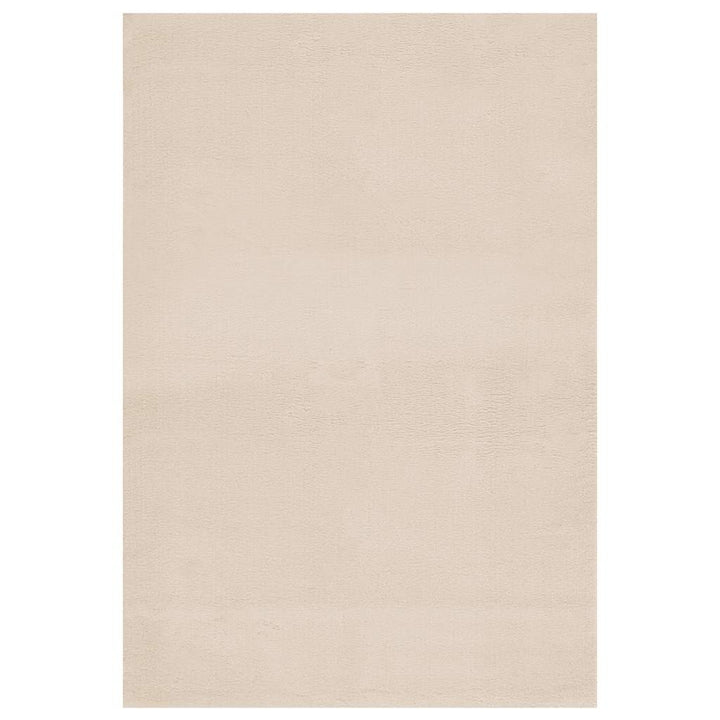 gulvtæppe 160x230 cm blødt plys skridsikkert og vaskbart beige