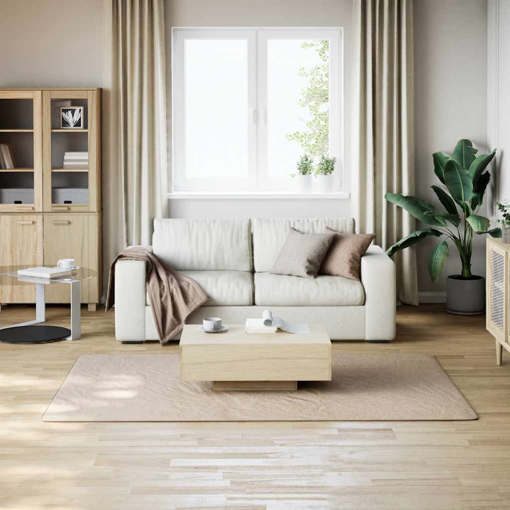 gulvtæppe 160x230 cm blødt plys skridsikkert og vaskbart beige