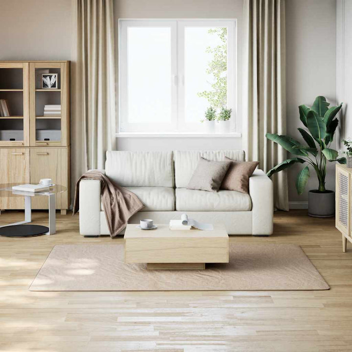 gulvtæppe 160x230 cm blødt plys skridsikkert og vaskbart beige