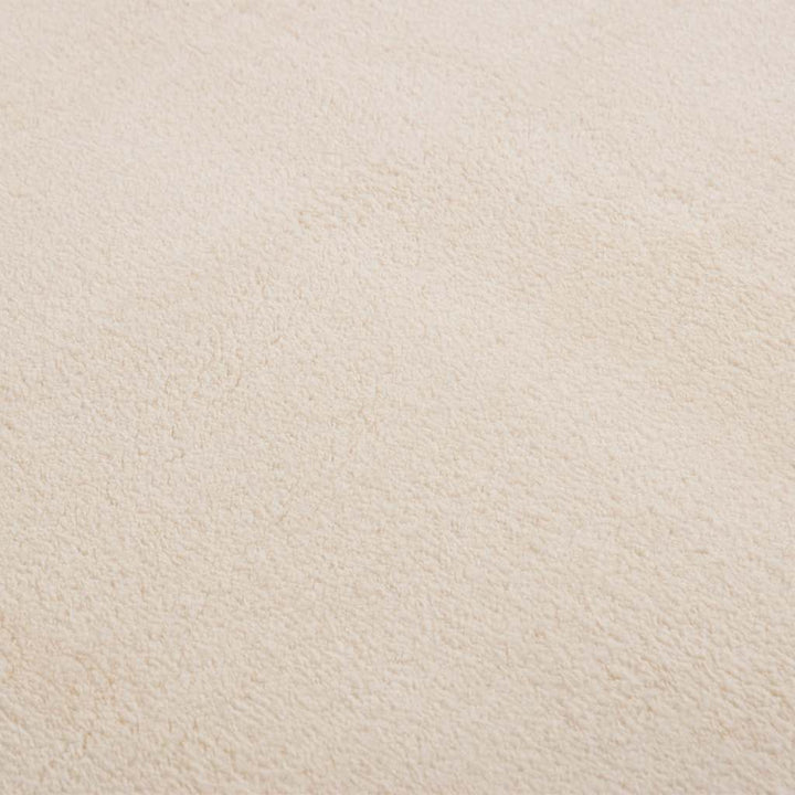 gulvtæppe 160x230 cm blødt plys skridsikkert og vaskbart beige