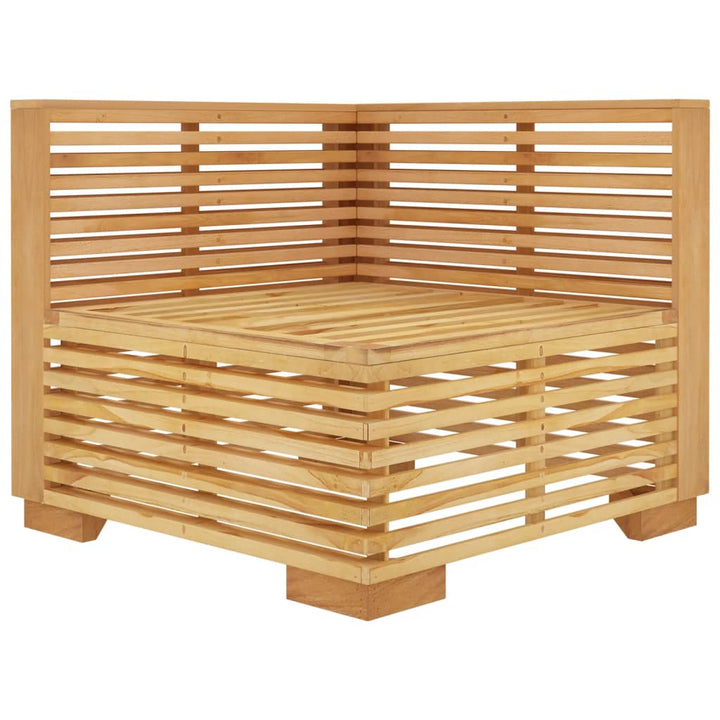 hjørnemodul til havesofa med mørkegrå hynder massivt teak