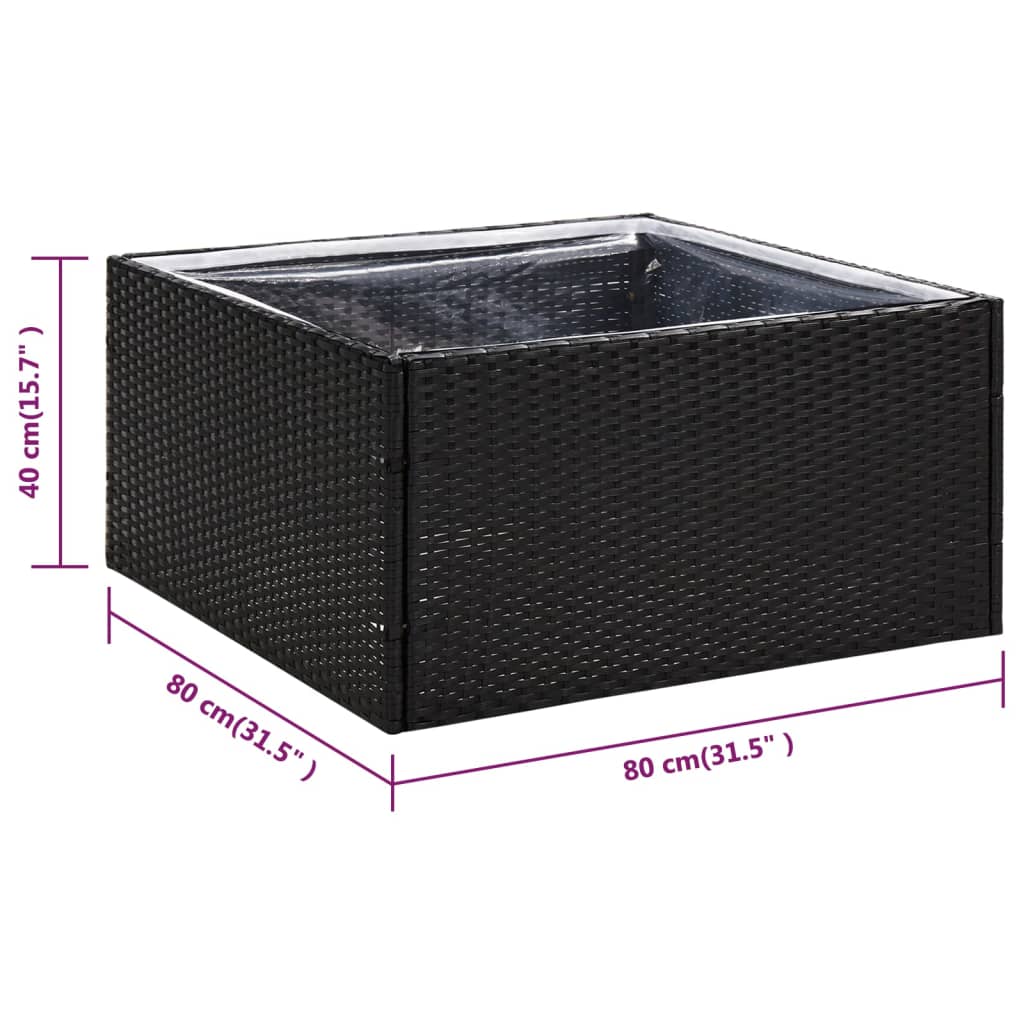 havebord 80x80x40 cm polyrattan sort