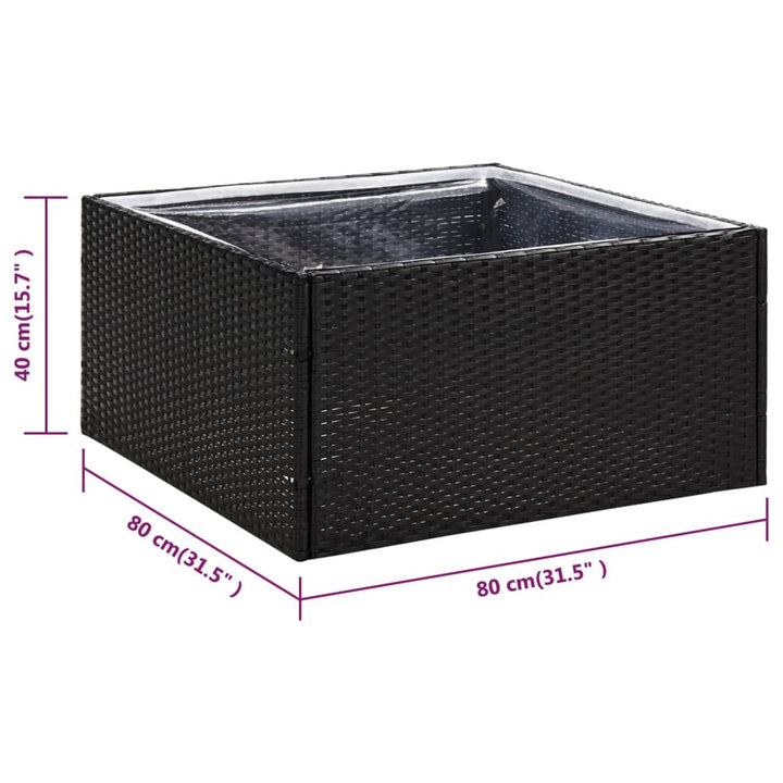havebord 80x80x40 cm polyrattan sort