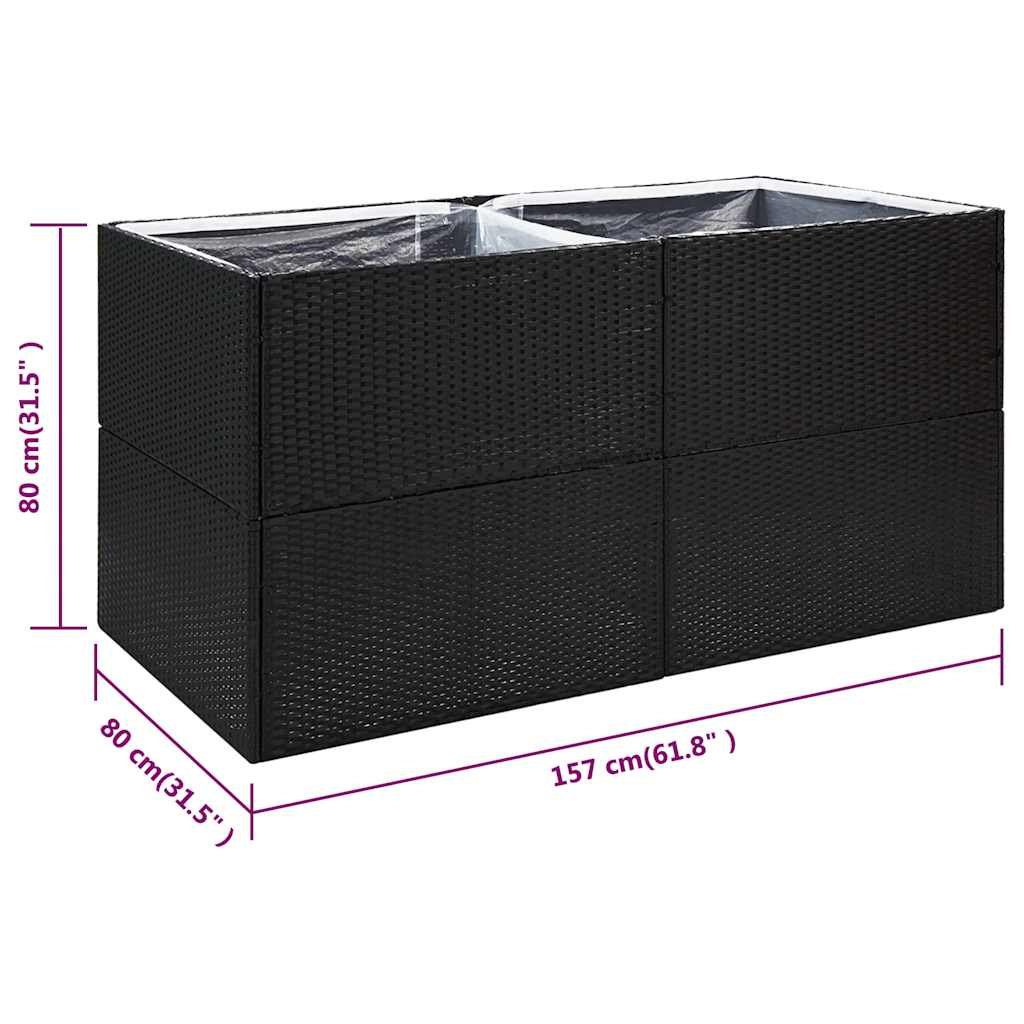 plantekasse 157x80x80 cm polyrattan sort