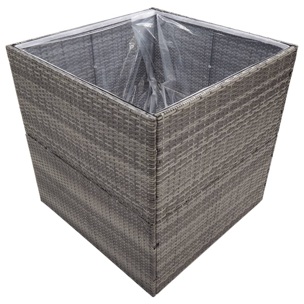 plantekasse 80x80x80 cm polyrattan grå