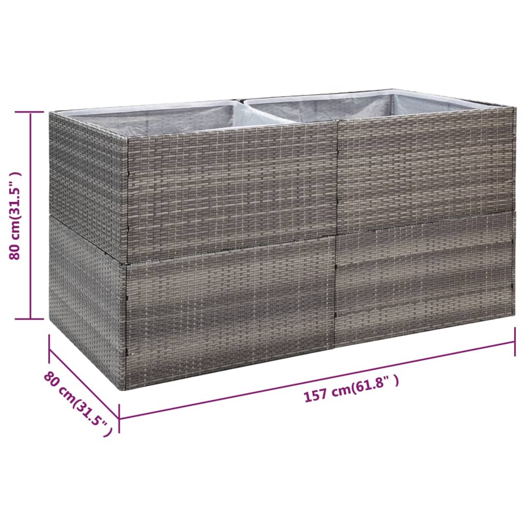 plantekasse 157x80x80 cm polyrattan grå