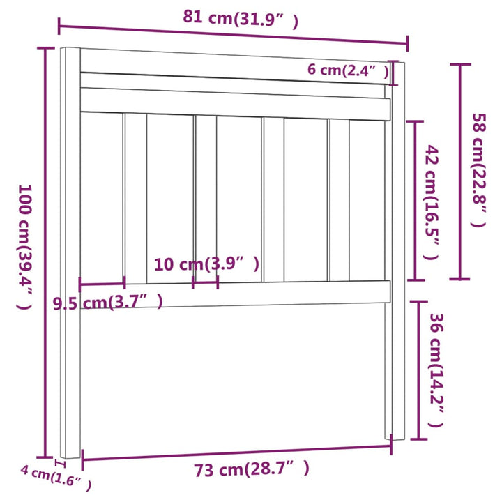 sengegærde 81x4x100 cm massivt fyrretræ grå