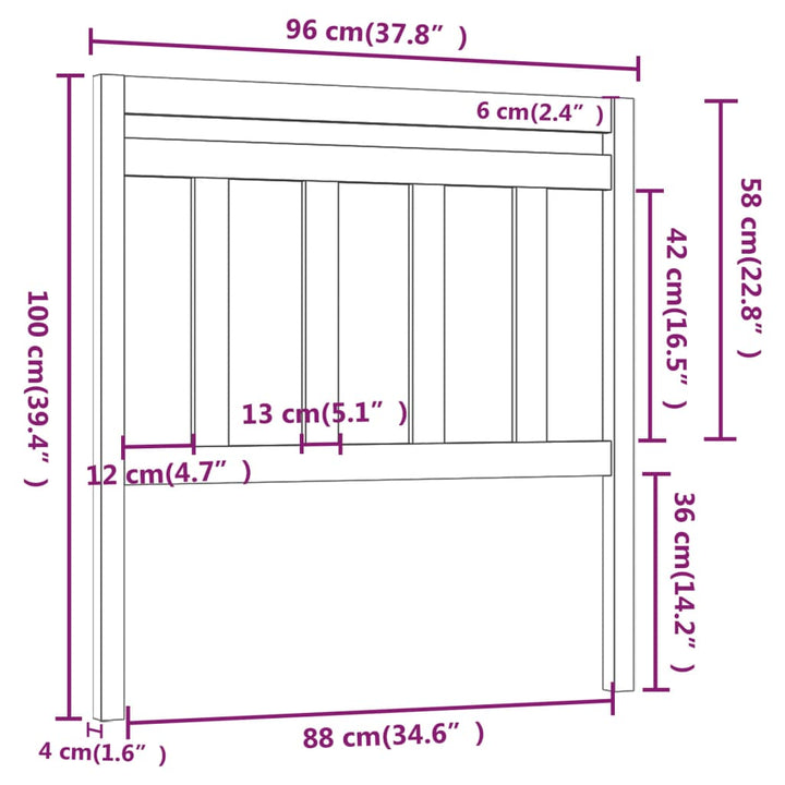 sengegærde 96x4x100 cm massivt fyrretræ sort