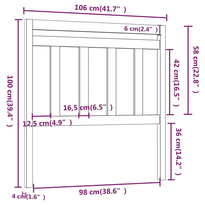 sengegærde 106x4x100 cm massivt fyrretræ grå
