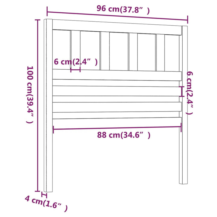 sengegærde 96x4x100 cm massivt fyrretræ