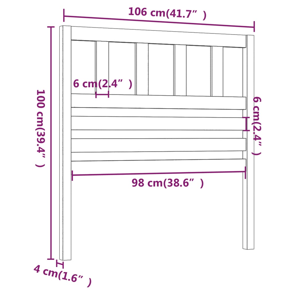sengegærde 106x4x100 cm massivt fyrretræ gyldenbrun