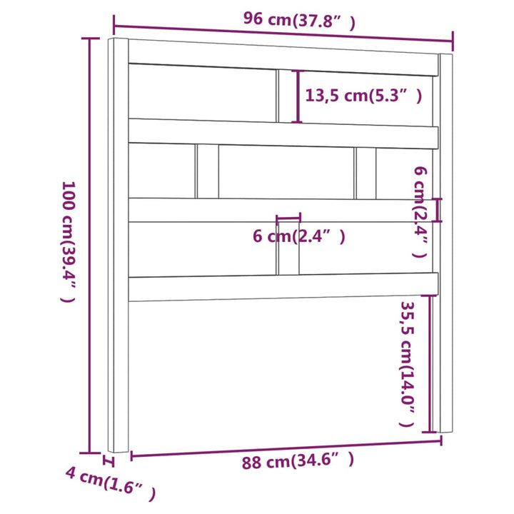 sengegærde 96x4x100 cm massivt fyrretræ grå