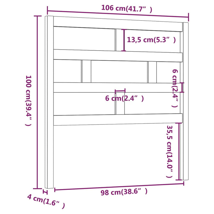 sengegærde 106x4x100 cm massivt fyrretræ grå