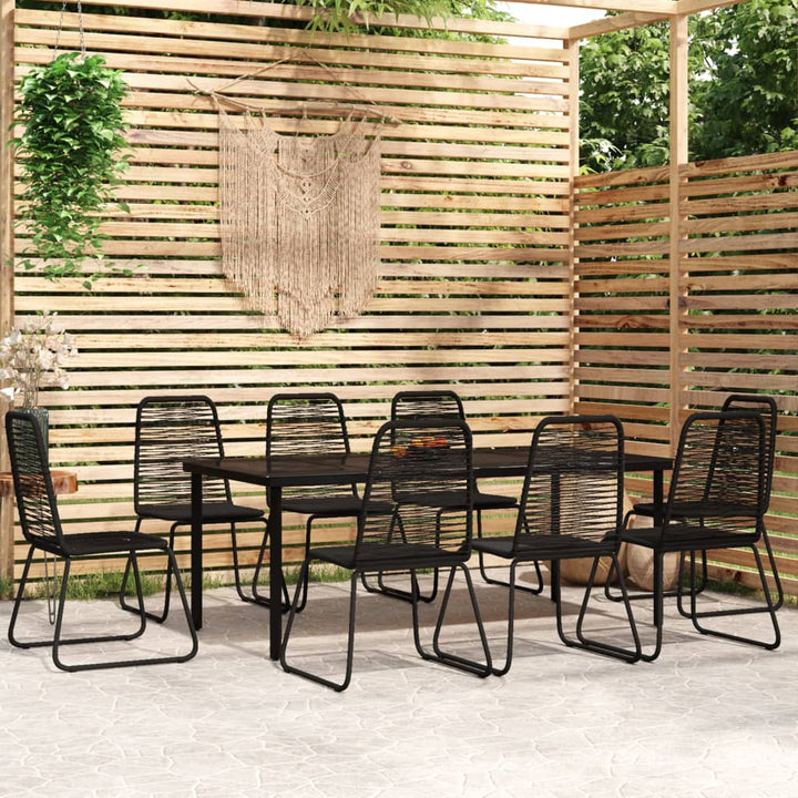 spisebordssæt til haven 9 dele sort
