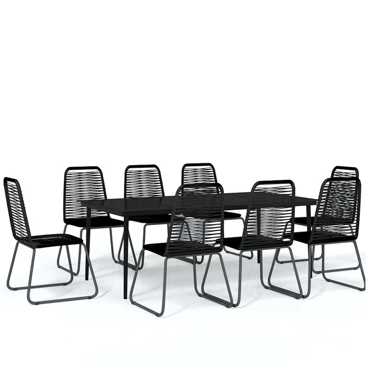 spisebordssæt til haven 9 dele sort
